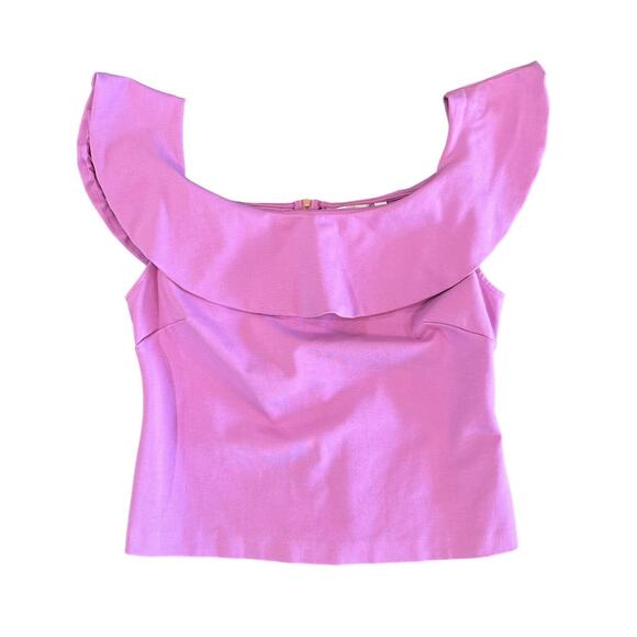NWOT Ted Baker Pink Ruffle Off The Shoulder Top Women’s Blouse Size 5 US 10 /12 - Picture 1 of 12